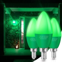 Eterbiz Green Led Candelabra Light Bulbs, 6 Watt Equivalent 60 Watt, E12 Small Base, Christmas Halloween Decorative Green Candle Bulb Type B For Chandelier, Ceiling Fan, Non-Dimmable, 3 Pack