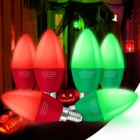 Eterbiz Red Light Bulb Green Light Bulb E12 Candelabra Bulbs, 6 Watt (60 Watt Equivalent), Small Base Christmas Halloween Decorative Candle Colored Bulb For Chandelier, Ceiling Fan, Non-Dim, 6 Pack