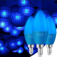 Eterbiz Blue Led Candelabra Light Bulbs, 6 Watt (60 Watt Equivalent), E12 Small Base Blue Bulb, Christmas Halloween Decorative Type B Candle Bulb For Chandelier, Ceiling Fan, Non-Dimmable, 3 Pack