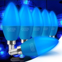 Eterbiz Blue E12 Candelabra Light Bulbs, 6 Watt (60 Watt Equivalent), Small Base Blue Led Bulb, Christmas Halloween Decorative Type B Candle Bulb For Chandelier, Ceiling Fan, Non-Dimmable, 6 Pack