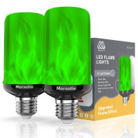 Morsatie ?Upgraded Flame? Led Flame Light Bulbs, 4 Modes Flickering Light Bulbs With Gravity Sensor, E26 Fire Light Bulb For Halloween, Christmas, Party, Porch, Patio, Indoor Outdoor Decoration-Green