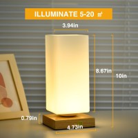 Floresita Vase Table Lamp Rechargeable Touch Lamp Dimmable Flower Lamp Bedside Lamp Frosted Glass Shade With Wood Base For Bedro