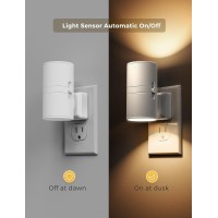 4X Night Light Plug In, Lohas Modern Night Light With Light Sensor, 0-100Lm, Soft White 3000K, Dimmable Night Lights With White Shade For Hallway Bedroom Stairway