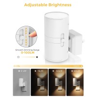 4X Night Light Plug In, Lohas Modern Night Light With Light Sensor, 0-100Lm, Soft White 3000K, Dimmable Night Lights With White Shade For Hallway Bedroom Stairway