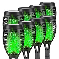 Liveasily 8 Pack Solar Torch Light With Green Flickering Flame Waterproof Solar Halloween Lights Decorations Solar Torches Hal