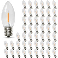 50Pack C9 Led Christmas Light Bulb ,C9 Led Replacement Bulb For Christmas String Lights, E17 Intermediate Base, 2200K Warm White, Commercial Grade Holiday Clear Plastic Bulbs Dimmable Shatterproof