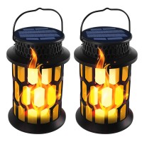 Youngpower Hanging Solar Lanterns Outdoor Waterproof Flickering Flame Camping Solar Powered Lights Decorative Lights For Halloween Decorations Home Garden Patio Deck Yard Path, 2 Pack