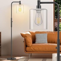 Cnxin Stepless Dimmable Floor Lamps With Glass Lampshade Modern Standing Lamps With 6W Led Bulb Bright Corner Lamp Tall Pole Lam