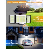 Yoyonacy Solar Lights Outdoor - 2500Lm 348 Led Motion Sensor Outdoor Lights With Remote - 3 Heads Solar Powered Flood Lights Outdoor - Ip65 Waterproof Security Lights For Outside Backyard Yard