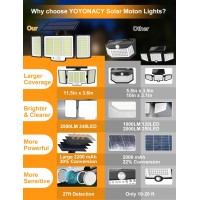 Yoyonacy Solar Lights Outdoor - 2500Lm 348 Led Motion Sensor Outdoor Lights With Remote - 3 Heads Solar Powered Flood Lights Outdoor - Ip65 Waterproof Security Lights For Outside Backyard Yard