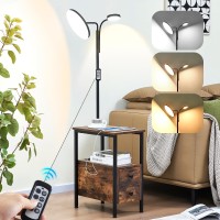 Dungoo 59 Led Floor Lamp With Table End Table With Adjustable Reading Light Side Table With Usb Typec Ports And 2 Outlets