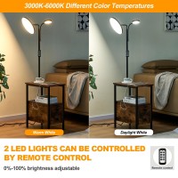 Dungoo 59 Led Floor Lamp With Table End Table With Adjustable Reading Light Side Table With Usb Typec Ports And 2 Outlets