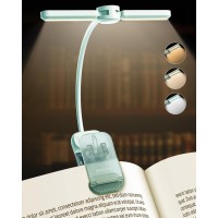 Enclize Led Reading Light, Rechargeable Book Lights For Reading At Night In Bed, 180?Adjustable Lighthead - Stepless 3 Color & Brightness, Eye Caring Clip On Lamp For Reading Lovers - Green