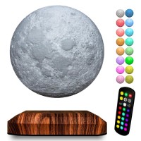 Avviso Technologies Levina Floating Moon Lamp - Levitating Moon Night Light Rotating - Realistic Moon Display 16 Color Modes, Plug & Play Design, Led Light - Desk, Bedroom, Nursery, Living Room Dacor