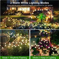 Lezonic Solar Swaying In Wind Firefly Lights,4 Pack Total 32Led Starburst Solar Garden Lights For Outside, Solar Fairy Lights Outdoor Waterproof For Pathway,Patio,Landscape,Yard,Garden Decor