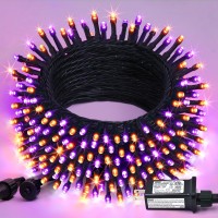 Jmexsuss 200 Led Orange And Purple Halloween Lights Outdoor 66Ft Connectable Halloween String Lights 8 Modes Waterproof Hallow