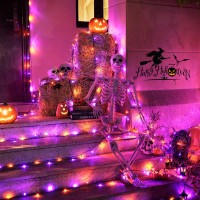 Jmexsuss 200 Led Orange And Purple Halloween Lights Outdoor 66Ft Connectable Halloween String Lights 8 Modes Waterproof Hallow