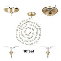 Eumyviv 10 Feet Heavy Duty Gold Chain With 5 Light Canopy Kit For Chandelier Swag Light Kit Light Fixture Mounting Bracket Fo