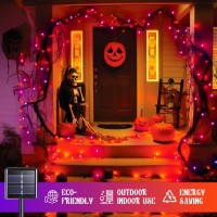 Jmexsuss Orange And Purple Solar Halloween Lights 2 Pack Each 100 Led Solar String Lights Outdoor Waterproof For Halloween Tree