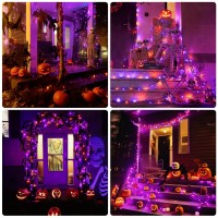 Jmexsuss Orange And Purple Solar Halloween Lights 2 Pack Each 100 Led Solar String Lights Outdoor Waterproof For Halloween Tree