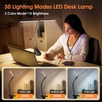 Mubarek Desk Lamp 900Lm Double Head Clip On Light 30 Modes Led Desk Lamp Dimmable Led Desk Light 360 Adjustable Clip On Lamp