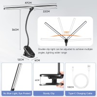 Mubarek Desk Lamp 900Lm Double Head Clip On Light 30 Modes Led Desk Lamp Dimmable Led Desk Light 360 Adjustable Clip On Lamp