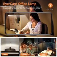 Mubarek Desk Lamp 900Lm Double Head Clip On Light 30 Modes Led Desk Lamp Dimmable Led Desk Light 360 Adjustable Clip On Lamp