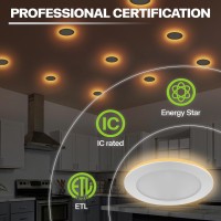 12 Pack Recessed Lighting 6 Inch With Night Light 6 Inch Led Recessed Lights 5Cct Dimmable 2700K3000K4000K5000K6000K 15W 1