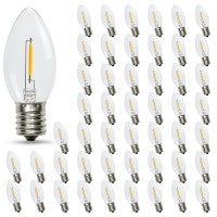 50Pack C9 Led Christmas Light Bulb ,C9 Led Replacement Bulb For Christmas String Lights, E17 Intermediate Base, 2700K Warm White, Commercial Grade Holiday Clear Plastic Bulbs Dimmable Shatterproof