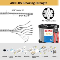 Zycbernoi Bernoi 116 Wire Rope Kit 170 Ft Outdoor String Light Suspension Hanging Kit Guide Wire For Patio Gardenvinyl Coate