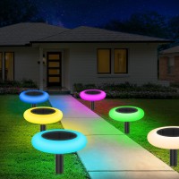 Intelamp Colorful Solar Lights For Outside Solar Garden Lights Backyard Decor Outside Lights For Yard Color Changing Solar Pathway Lights Outdoor Solar Lights For Yard Garden Pathway, 6 Packs