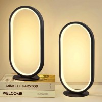 Linseeds Modern Table Lamps For Bedroom Set Of 2 Stepless Dimmable 3 Colors Circle Bedside Lamps Desk Lamps For Home Office