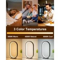 Linseeds Modern Table Lamps For Bedroom Set Of 2 Stepless Dimmable 3 Colors Circle Bedside Lamps Desk Lamps For Home Office