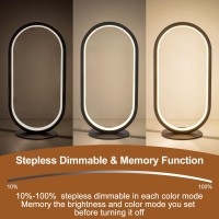 Linseeds Modern Table Lamps For Bedroom Set Of 2 Stepless Dimmable 3 Colors Circle Bedside Lamps Desk Lamps For Home Office