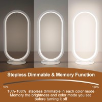 Linseeds Modern White Led Table Lamps Set Of 2 Stepless Dimmable 3 Colors Circle Bedside Lamps Desk Lamps For Home Office C