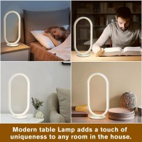 Linseeds Modern White Led Table Lamps Set Of 2 Stepless Dimmable 3 Colors Circle Bedside Lamps Desk Lamps For Home Office C