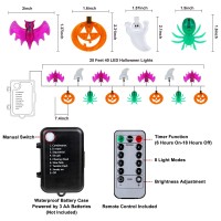 Halloween Lights 20Ft 40 Led Pumpkin Bat Spider Ghost Halloween String Lights Battery Operated With Timer 8 Light Mode Waterpro