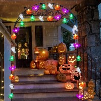 Halloween Lights 20Ft 40 Led Pumpkin Bat Spider Ghost Halloween String Lights Battery Operated With Timer 8 Light Mode Waterpro