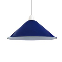 Vintage Retro Light Shade, Metal Cone Lampshade, Easy Fit Industrial 22Cm Lamp Shade, 4Cm E27 Pendant Hole For Kitchen, Living Room, Hallway (Navy Blue)