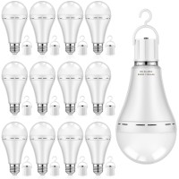 12 Pieces Emergency Light Bulbs For Power Outage Emergency Rechargeable Light Bulbs Self Charging White Emergency Lights For Home Power Failure Reading Camping Outdoor Activity (9 Watt, 6500K)