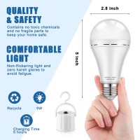 12 Pieces Emergency Light Bulbs For Power Outage Emergency Rechargeable Light Bulbs Self Charging White Emergency Lights For Home Power Failure Reading Camping Outdoor Activity (9 Watt, 6500K)