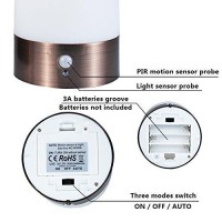 Wralwayslx 2Pack Bedside Lamp Pir Motion Sensor Led Night Light 3 Modes Battery Powered Small Table Lamp Use 3X15Vaaa Battery S