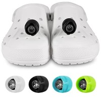 2Pc2Pcs Croc Lights For Shoes Croc Headlights Running, Camping, Walking Flashlights Halloween Outdoor Lights For Adults & Kids Waterproof Croc Charms Accessories Headlights For Crock Golden