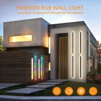 2 Pack 60Inch Modern Outdoor Wall Lights, Long Outdoor Lights Led Wall Sconce, 40W Waterproof Ip65 Warm/Rgb 110V Outdoor Garage Lights Wall Mount Frosted White Acrylic Exterior Light Fixture For Patio