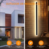 2 Pack 60Inch Modern Outdoor Wall Lights, Long Outdoor Lights Led Wall Sconce, 40W Waterproof Ip65 Warm/Rgb 110V Outdoor Garage Lights Wall Mount Frosted White Acrylic Exterior Light Fixture For Patio