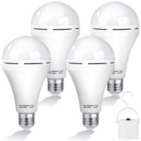 Rechargeable Emergency Led Light Bulb White Light Bulbs 6500K Battery Backup For Power Failure With Hook E27 Base For Camping Outdoor Activity Power Outage (8 Pieces,12 Watt)