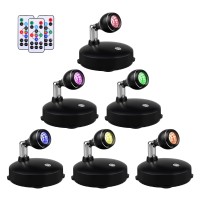 Leastyle Spotlight Indoor Battery Operated Led Spot Light Stick Up Lights With Remote, Mini Wireless Spotlight Dimmable Accent Lights For Lighting Up Paintings Pictures(6 Pack)