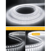 Aimengte Outdoor Led Strip Lights Waterproof, Ac 110V, 3600Leds, 6500K Led Rope Lights For Garden, Patio, Indoor Outdoor Decoration(98.4Ft, Cool White)