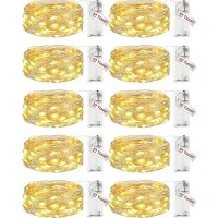 10 Packfairy Lights Battery Operated With Timer 7Ft 20Led String Lights Waterproof Silver Wire Fairy Light Battery Powered Tw