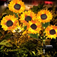 Admitrack Solar Sunflower Lights Garden Decor, 2 Packs 6 Sunflowers Outdoor Lights, Solar Outdoor Waterproof Solar Powered Lights, Solar Outdoor Decor Light For Landscape, Pathway, Yard